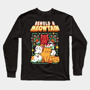 Cute & Funny Behold A Meowtain Cat Mountain Kitty Long Sleeve T-Shirt